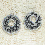 84065, LEOPARD GLITTER ROUND SEED BEADED EARRING