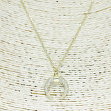 84129, PAVE HORN NECKLACE *STAINLESS STEEL