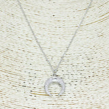 84129, PAVE HORN NECKLACE *STAINLESS STEEL
