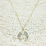 84129, PAVE HORN NECKLACE *STAINLESS STEEL