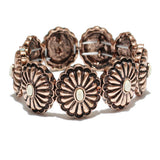 84211, WESTERN CONCHO SEMI STONE STRETCH BRACELET
