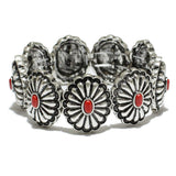 84211, WESTERN CONCHO SEMI STONE STRETCH BRACELET