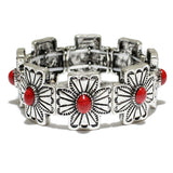 84212, WESTERN CROSS SEMI STONE STRETCH BRACELET
