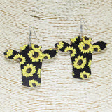 84257, SUNFLOWER STEER HEAD WOODEN EARRING