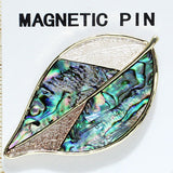 84424, ABALONE LEAF MAGNETIC PIN 1.5" X 1.75