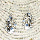84441, SEAHORSE SEA GLASS W/ CUT OUT EARRING