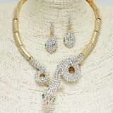 84471, TWISTED SNAKE CRYSTAL RHINESTONE NECKLACE SET