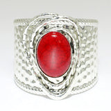 84484, HAMMERED W/ SEMI STONE CUFF BRACELET