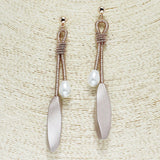84575, METALLIC COATED W/ PEARL DROP EARRING