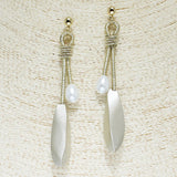84575, METALLIC COATED W/ PEARL DROP EARRING