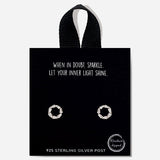 84702, TAPERED BAGUETTE CIRCLE CUBIC ZIRCONIA STUD EARRING