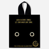 84702, TAPERED BAGUETTE CIRCLE CUBIC ZIRCONIA STUD EARRING