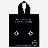 84704, TAPERED BAGUETTE SHAPED SQUARE CUBIC ZIRCONIA STUD EARRING