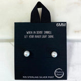 84708, 6MM GLASS PEARL STUD EARRING