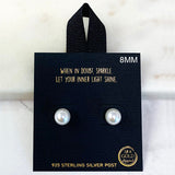 84709, 8MM GLASS PEARL STUD EARRING