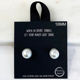 84710, 10MM GLASS PEARL STUD EARRING