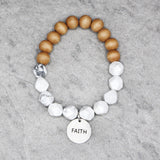 84723, "FAITH" FACETED BEAD STRETCH BRACELET
