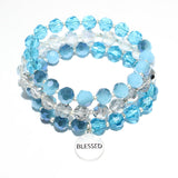 84727, "BLESSED" MULTI LAYERED BEADED STRETCH BRACELET