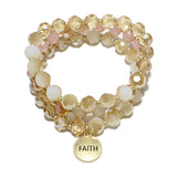 84727, "FAITH" MULTI LAYERED BEADED STRETCH BRACELET