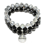 84727, "BLESSED" MULTI LAYERED BEADED STRETCH BRACELET