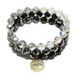84727, "FAITH" MULTI LAYERED BEADED STRETCH BRACELET