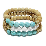 84728, FACETED MULTI LAYERED BEADED STRETCH BRACELET