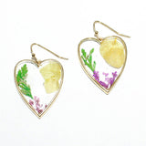 84836, HEART PRESSED FLOWER PETAL EARRING