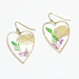 84836, HEART PRESSED FLOWER PETAL EARRING
