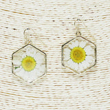 84841, HEXAGON PRESSED SUNFLOWER EARRING