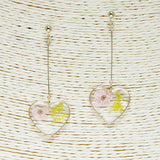 84843, HEART PRESSED FLOWER EARRING