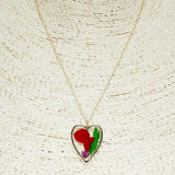 84846, HEART PRESSED FLOWER PENDANT NECKLACE