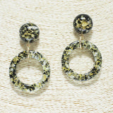84851, OPEN CIRCLE PRESSED FLOWER EARRING