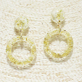 84851, OPEN CIRCLE PRESSED FLOWER EARRING