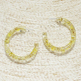 84852, ROUND HOOP PRESSED FLOWER EARRING