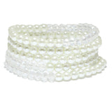 84884, BEAD N PEARL MULTI LAYERED STRETCH BRACELET