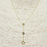 84953, TRIPLE STAR DROP NECKLACE *STAINLESS STEEL