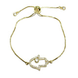 84965, PAVE HAMSA ADJUSTABLE BRACELET *STAINLESS STEEL
