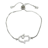 84965, PAVE HAMSA ADJUSTABLE BRACELET *STAINLESS STEEL
