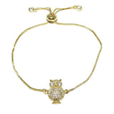 84966, PAVE OWL ADJUSTABLE BRACELET *STAINLESS STEEL