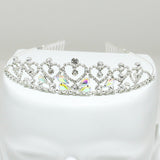 85072, HEART RHINESTONE TIARA W/ COMB