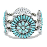 85081, WESTERN SEMI PRECIOUS STONE STRETCH BRACELET