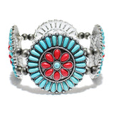 85081,CORAL, WESTERN SEMI PRECIOUS STONE STRETCH BRACELET