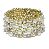85204, RHINESTONE N PEARL STRETCH BRACELET