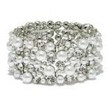 85204, RHINESTONE N PEARL STRETCH BRACELET