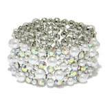 85204, RHINESTONE N PEARL STRETCH BRACELET