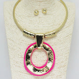 85210, HAMMERED METAL W/ ACRYLIC CHOKER NECKLACE