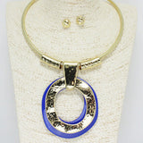 85210, HAMMERED METAL W/ ACRYLIC CHOKER NECKLACE