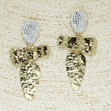 85238, PAVE STONE W/ HAMMERED METAL EARRING