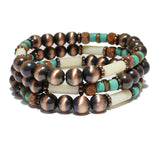 85419, WESTERN NAVAJO PEARL 3 LAYERED STRETCH BRACELET