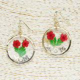 85454, "MOM" PRESSED FLOWER EARRING
